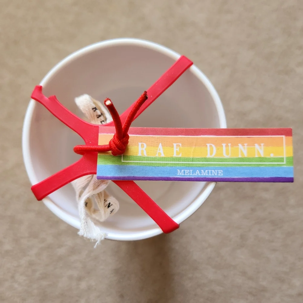 Rae Dunn Valentines LOVE melamine cups rainbow colors NWT